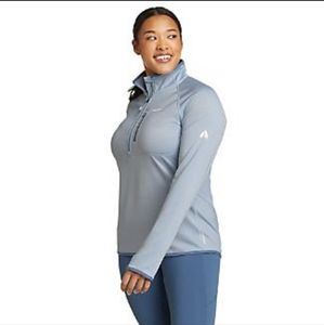 Eddie Bauer Quarter Zip Fleece Jacket Petite Medium- Blue Smoke or Chartreuse